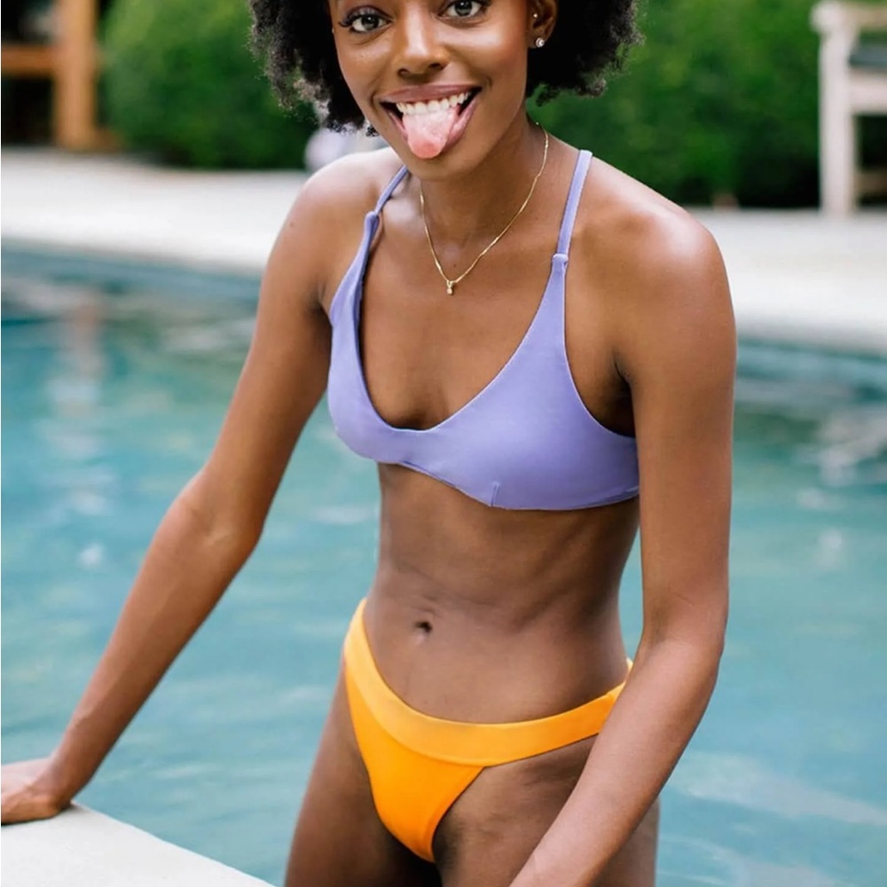 NWT Andie Bikini Mango- Rio Bandeau Top & Banded Cheeky Bottoms